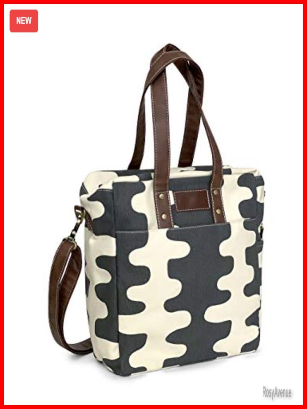 Recycled Canvas Commuter Tote Bag Vegan Leather Crossbody Travel